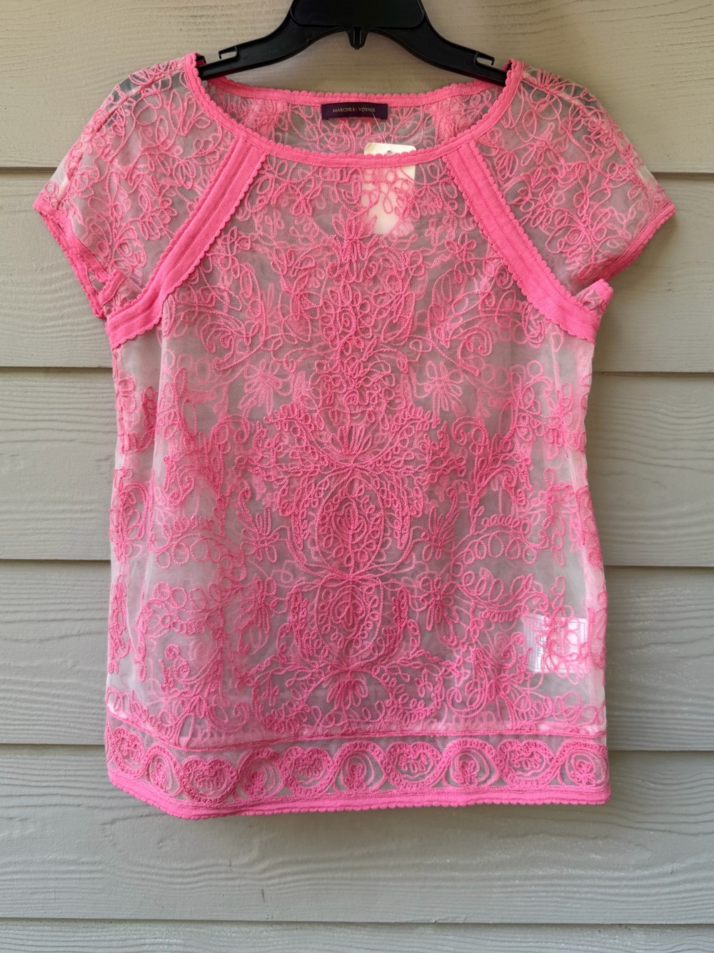 Marchesa Voyage
 Pink Floral Lace Sheer Top